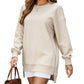 Long Sleeve Pullover Zipper Slit Casual Sweatshirt Dress