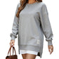 Long Sleeve Pullover Zipper Slit Casual Sweatshirt Dress