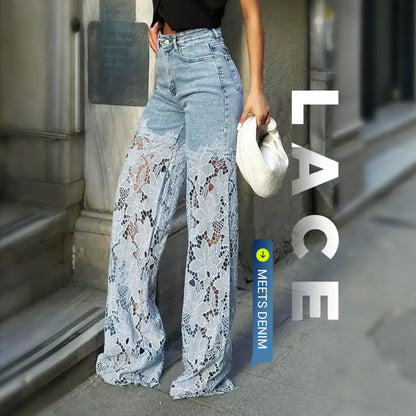 ⏳Time-limited Special-50% OFF⏰Fashion Lace Patchwork Denim Jeans