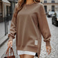 Long Sleeve Pullover Zipper Slit Casual Sweatshirt Dress