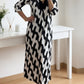 💎 -50% ON CASUAL CHIC MAXI DRESS! 💎 V-Neck, Printed, Mid-Sleeve & Flowing Silhouette ✨