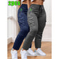 2-Pcs Women's Work Pants - Non-Stretch Full-Length Trousers, Adjustable Drawstring Waist for Gym/Outdoor/Daily Wear