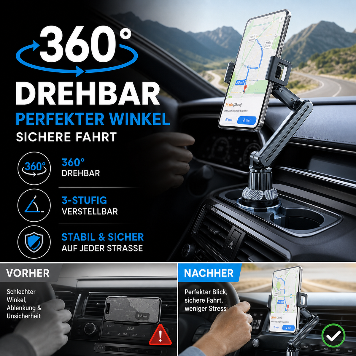 ⏳Time-Limited Special⏰360° Rotatable and Adjustable Car Phone Holder, Universal Vehicle Mount for Navigation & Hands-Free Calls🚗 - image 10