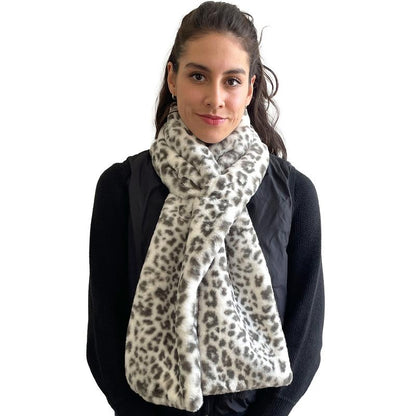 Sprigs Faux Fur Pull-Through Scarf with Zipper Pocket