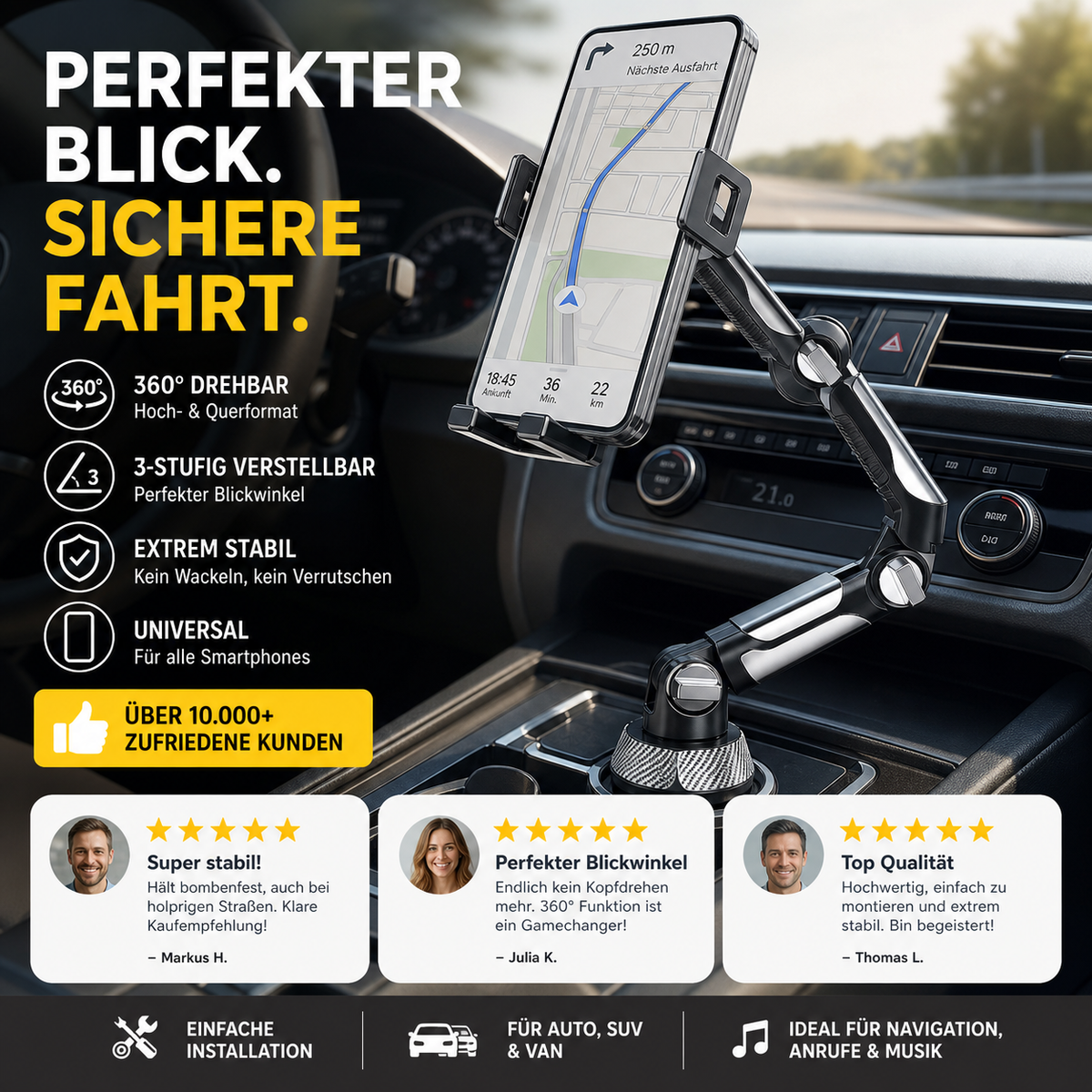 ⏳Time-Limited Special⏰360° Rotatable and Adjustable Car Phone Holder, Universal Vehicle Mount for Navigation & Hands-Free Calls🚗 - image 7