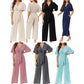 Women's Elegant V-Neck Wide Leg Waist Tie Jumpsuit