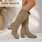 Women's Chunky Heel Pointed Toe Knee-High Boots