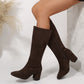 Women's Chunky Heel Pointed Toe Knee-High Boots