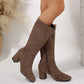 Women's Chunky Heel Pointed Toe Knee-High Boots