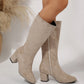 Women's Chunky Heel Pointed Toe Knee-High Boots