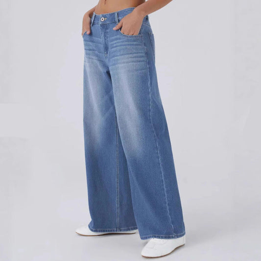 Women’s Fashion Wide Leg Jeans with Pockets