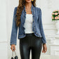 🧥 LIMITED-TIME 50% OFF! ✨ Women's Denim Jacket – Open-Front, Ruffle Trim, Lightweight, Classic Wash ✨