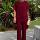 Charming Irregular Top & Wide Leg Pants Set