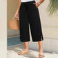 Women's Ribbed Wide-Leg Capri Pants with Pockets