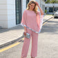 Elegant Sequin Trim Poncho Top & Wide-Leg Pants Set