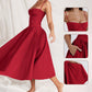 🌹 50% OFF NOW! 👗 Spaghetti Strap Pleated Corset Midi Dress – Timeless Elegance & Practical Pockets ✨