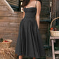 🌹 50% OFF NOW! 👗 Spaghetti Strap Pleated Corset Midi Dress – Timeless Elegance & Practical Pockets ✨