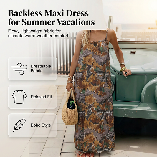 Women's Summer Backless Spaghetti Strap Maxi Dress