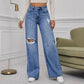 Women's High Waisted Distressed Wide-Leg Jeans
