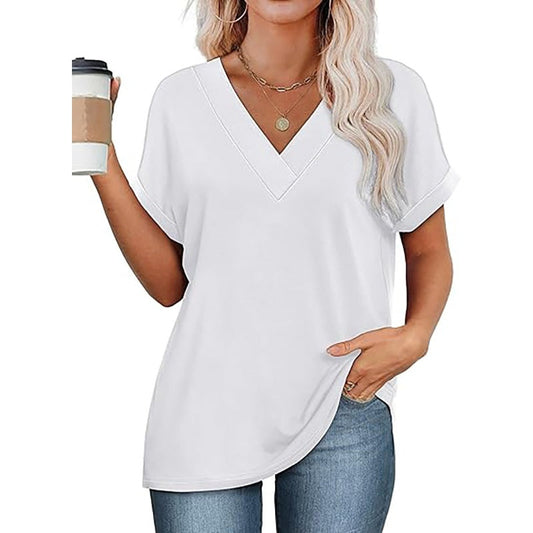 Women's V-Neck Dolman Sleeve Short-Sleeve Top