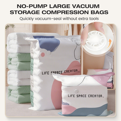 🥳LAST DAY BUY 2 GET 1 FREE!!💞🧳No‑Pump Vacuum Storage Bags – Press & seal, no pump needed. Saves 80% space, keeps clothes dry & dust‑free. Perfect for bulky bedding & off‑season gear. 🛏️🗄️