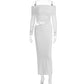 Women's Off-Shoulder Mesh Panel Draped Maxi Dress
