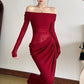Women's Off-Shoulder Mesh Panel Draped Maxi Dress