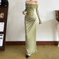 Women's Off-Shoulder Mesh Panel Draped Maxi Dress