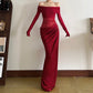 Women's Off-Shoulder Mesh Panel Draped Maxi Dress