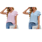 Women's Ruffle Sleeve V-Neck Chiffon Blouse