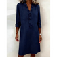 Women's Ruffle V-Neck Linen Shirt Dress
