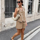 Women’s Casual Sleeveless V-Neck Top & Shorts Two-Piece Set