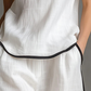 Women's Contrast Trim Sleeveless Top & Wide-Leg Pants Set