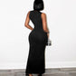 Women's Sleeveless Lace-Up Side Slit Maxi Dress