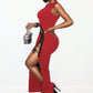 Women's Sleeveless Lace-Up Side Slit Maxi Dress