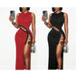 Women's Sleeveless Lace-Up Side Slit Maxi Dress