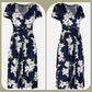 Women’s Floral V-Neck Waist Cinching Flowy Dress