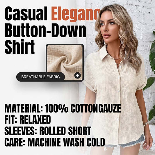Women's Casual Short Sleeve Button-Down Shirt