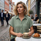 Women's Casual Short Sleeve Button-Down Shirt