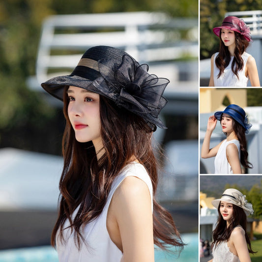 Elegant Wide Brim Flower UV Protective Hat