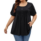 Women's Pleated Front Puff Sleeve T-Shirt