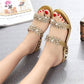 📢📢Last Day-50% OFF!!⏰Modische Damen Sandalen – Flacher Absatz, Strass & Metallverzierung 👡 Für Sommer & Alltag