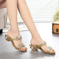 📢📢Last Day-50% OFF!!⏰Modische Damen Sandalen – Flacher Absatz, Strass & Metallverzierung 👡 Für Sommer & Alltag