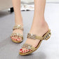 📢📢Last Day-50% OFF!!⏰Modische Damen Sandalen – Flacher Absatz, Strass & Metallverzierung 👡 Für Sommer & Alltag