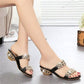 📢📢Last Day-50% OFF!!⏰Modische Damen Sandalen – Flacher Absatz, Strass & Metallverzierung 👡 Für Sommer & Alltag