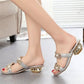 📢📢Last Day-50% OFF!!⏰Modische Damen Sandalen – Flacher Absatz, Strass & Metallverzierung 👡 Für Sommer & Alltag