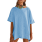 Women's Solid Color Loose Fit Boat Neck Top