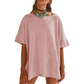 Women's Solid Color Loose Fit Boat Neck Top