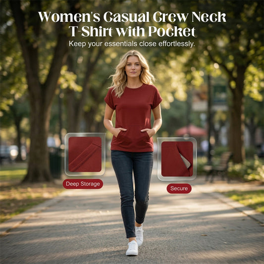 Women's Casual Crew Neck T-Shirt with Pocket