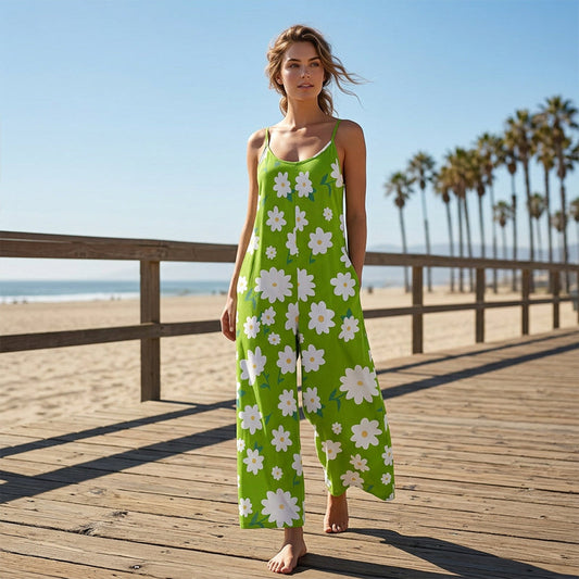 Women's Floral Print Wide Leg Jumpsuit